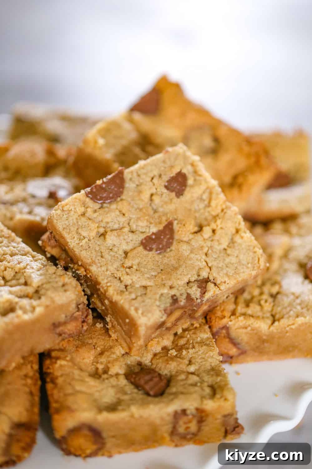 Peanut Butter Cup Blondies Recipe — Gooey Chocolate & Peanut Butter 3 blondies with peanut butter