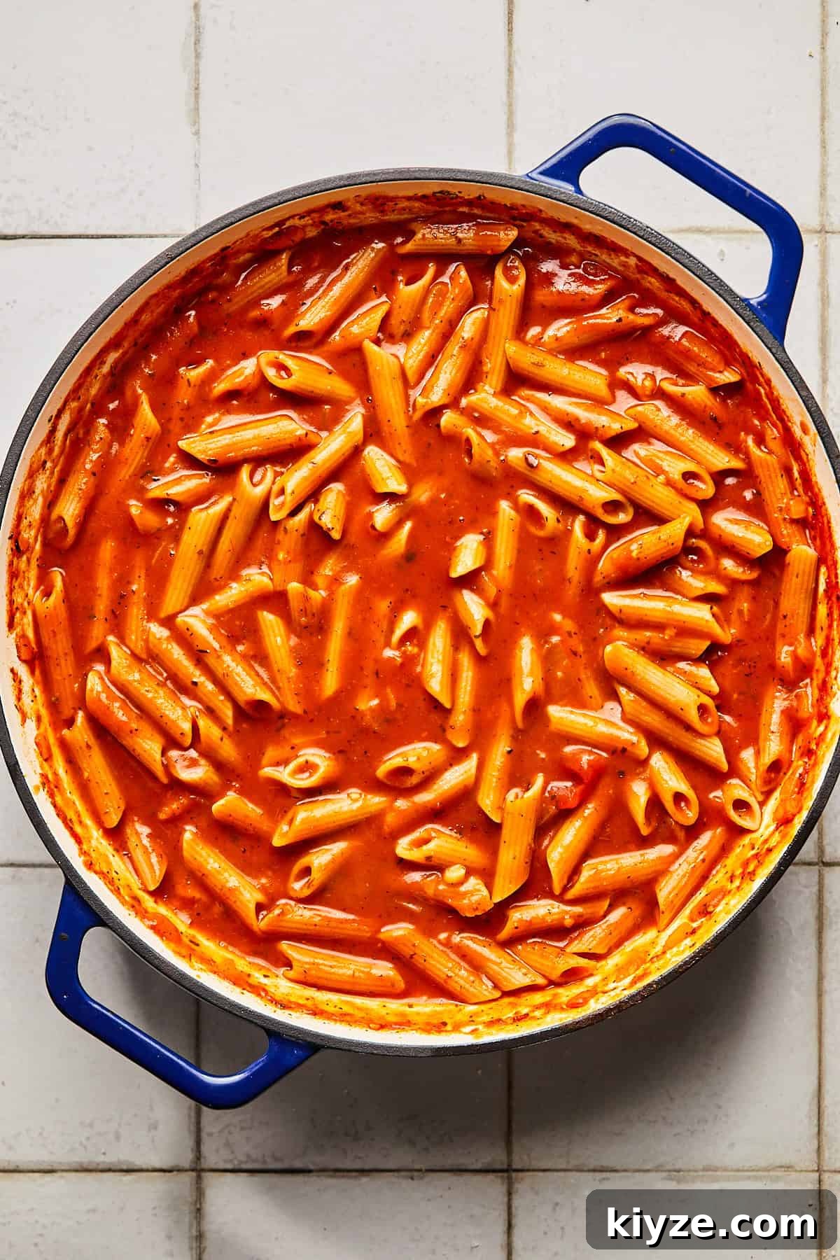 One-Pot Gluten-Free Chicken Parmesan Pasta Recipe 7 pasta and red sauce in a pot