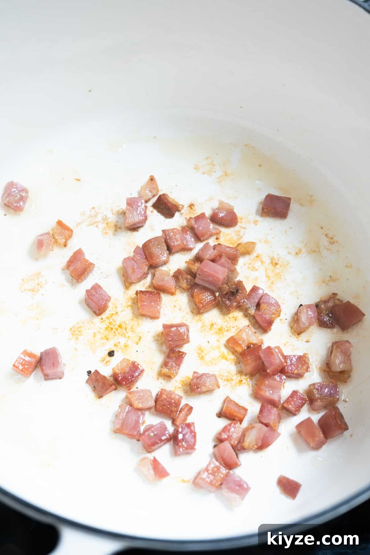 Savory Italian Cabbage with Garlic and Parmesan 5 pancetta frying