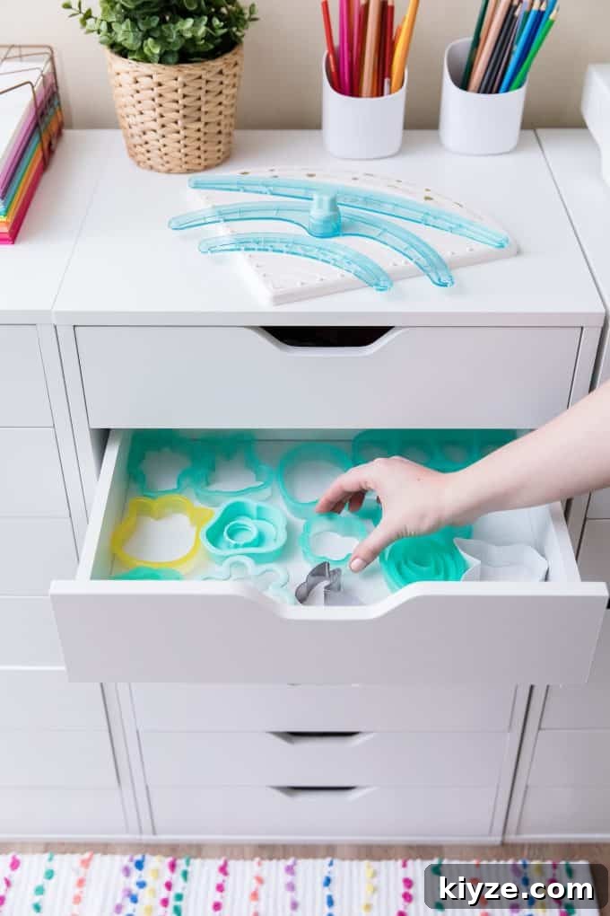 Craft Room Makeover Ideas: Transform Your Creative Space Quickly 7 Drawer of cookie cutter storage