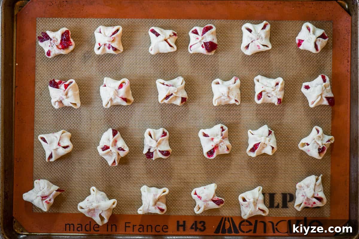 Cranberry and Brie Bites: Festive Holiday Appetizer Recipe 5 cresent roll dough wrapped around cranberry sauce and brie