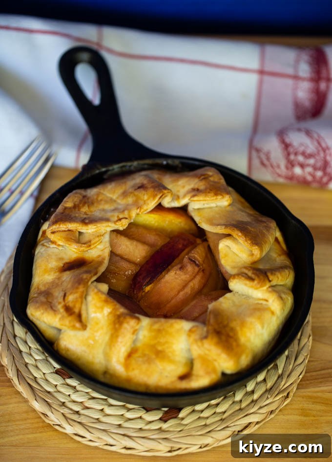 Perfect Peach Galette Recipe for Two: Rustic Summer Dessert 6 Peach Galette in a Cast Iron Skillet for Two