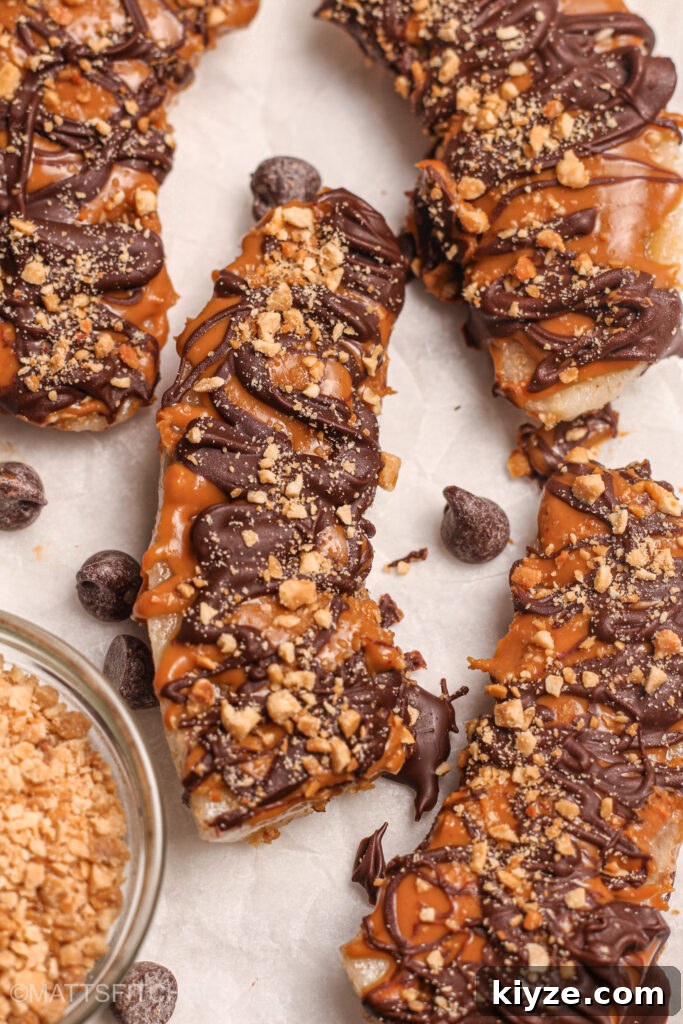 Frozen Banana Snickers Bites: Chocolate Peanut Caramel Treats 3 Frozen Banana Snickers
