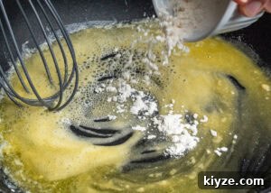 Cheesy Cauliflower and Broccoli Casserole Recipe 9 Melted butter with plain flour being whisked into the butter