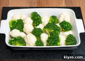 Cheesy Cauliflower and Broccoli Casserole Recipe 13 Cauliflower and Broccoli florets in a oven proof dish
