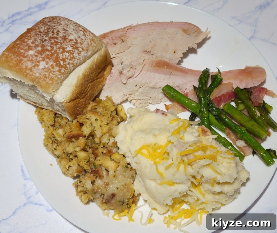 Smoked Turkey Brine with Coca-Cola: Juicy Flavor Recipe 10 Smoked Coca Cola Turkey served with potatoes, stuffing, green bean casserole, and a roll
