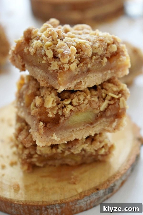 Chewy Maple Walnut Bars with Brown Butter Glaze 24 a stack of apple pie crumble bars