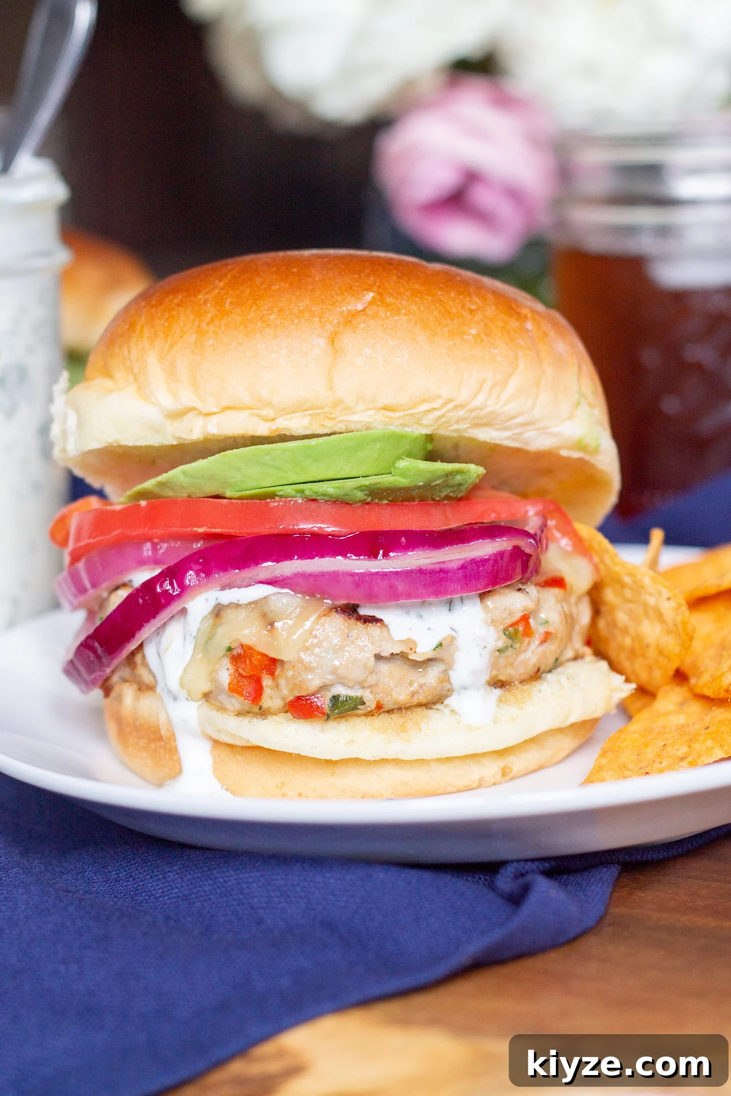 Southwest Turkey Burger Recipe with Spicy Avocado Slaw 5 Southwest Turkey Burgers are a delicious healthy weeknight meal.