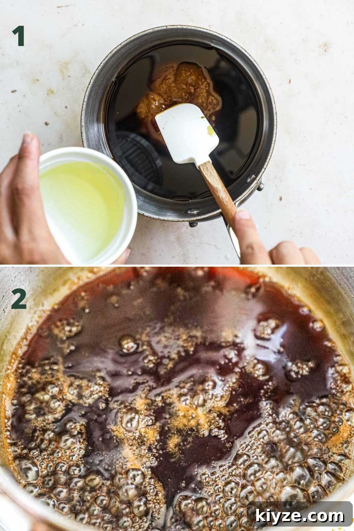 Gluten-Free Honey Teriyaki Sauce Recipe for Every Meal 4 Steps to make gluten free honey teriyaki sauce, including adding the ingredients to a saucepan and simmering.