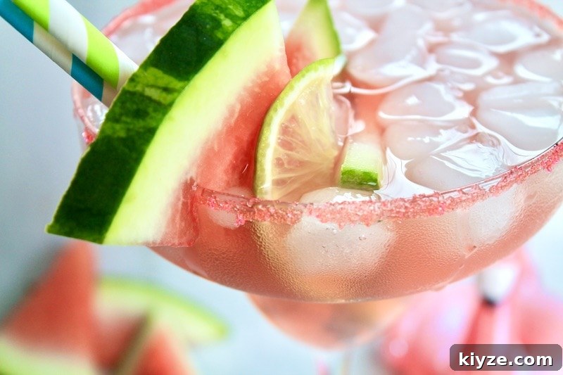 Pink Watermelon Margarita Recipe – Summer Tequila Cocktail 4 a festive watermelon tequila summer cocktail is made on the rocks with 4 ingredients