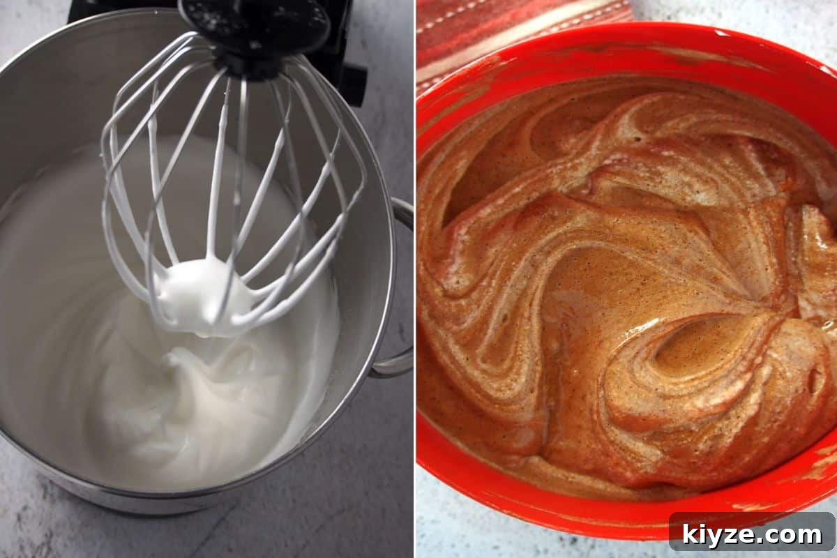 Black Forest Roll Cake Recipe – Chocolate Cherry Swiss Roll 4 making cake batter with meringue.