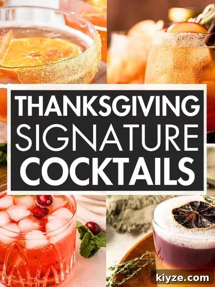 A collage of cocktails with the text overlay: “Thanksgiving Signature Cocktails”.
