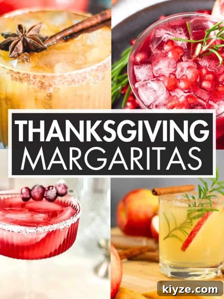 A collage of margaritas with the text overlay: “Thanksgiving Margaritas”.