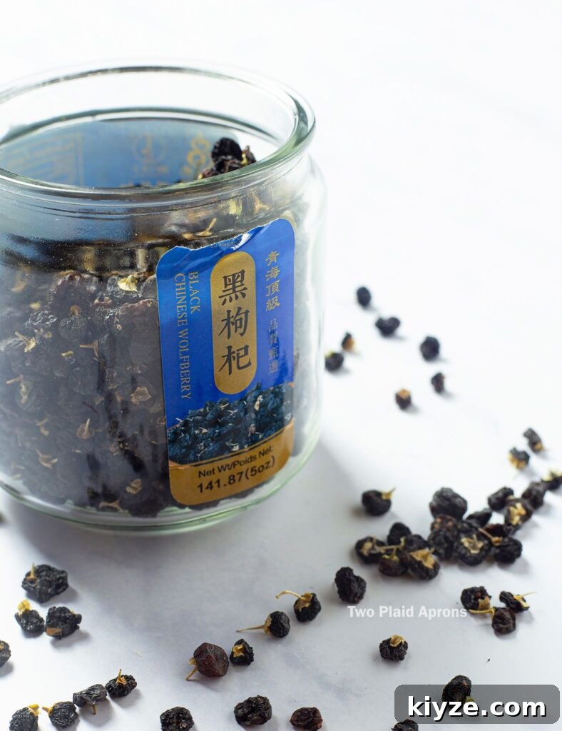 Pink Lemonade with Black Wolfberries: Refreshing Homemade Recipe 4 A jar of Chinese black wolfberries.