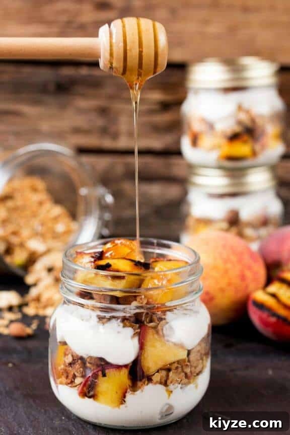 15 Irresistible Peach Recipes for Every Season 14 Grilled Peach Breakfast Parfait | kitchensanctuary.com