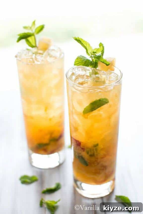 15 Irresistible Peach Recipes for Every Season 15 Bourbon Peach Smash | vanillaandbean.com