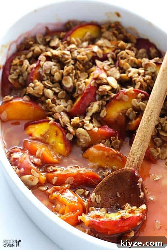 15 Irresistible Peach Recipes for Every Season 17 Ginger Peach Crumble | gimmesomeoven.com