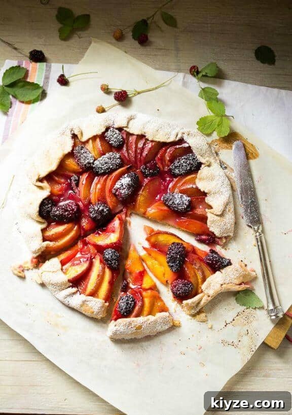 15 Irresistible Peach Recipes for Every Season 5 Peach & Blackberry Galette | abitwholesomely.com