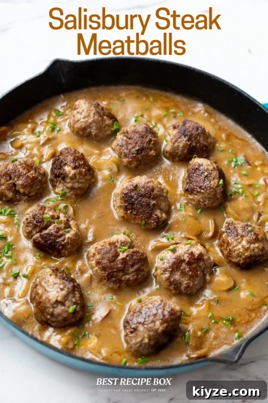 skillet salisbury steak meatballs recipe salisbury steak meatballs in pan