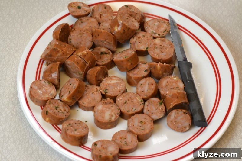 Hearty Italian Sausage and Vegetable Soup Recipe 4 Slice sausage.