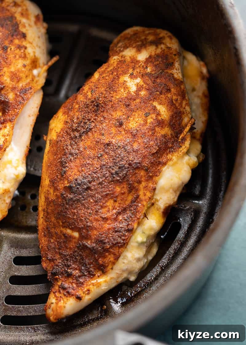 juicy stuffed chicken breasts in the air fryer