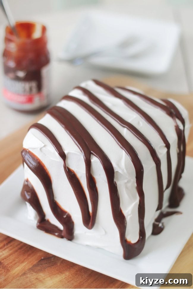 How to Make an Ice Cream Sandwich Cake (Video Tutorial) 3 ice cream sandwich cake on plate