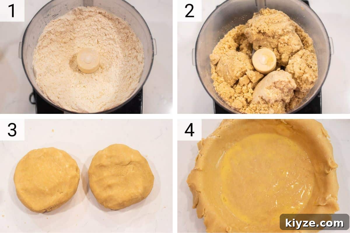 Peach and Mango Pie Recipe: Flaky Crust with Luscious Filling 4 process shots of making pie crust