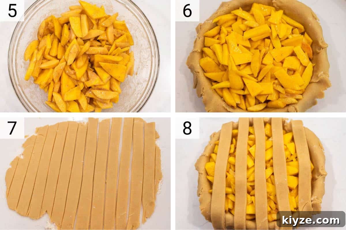 Peach and Mango Pie Recipe: Flaky Crust with Luscious Filling 5 process shots of making filling