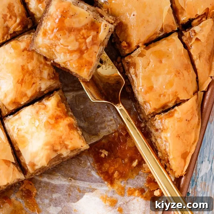 top view of the baklava on the sheet pan