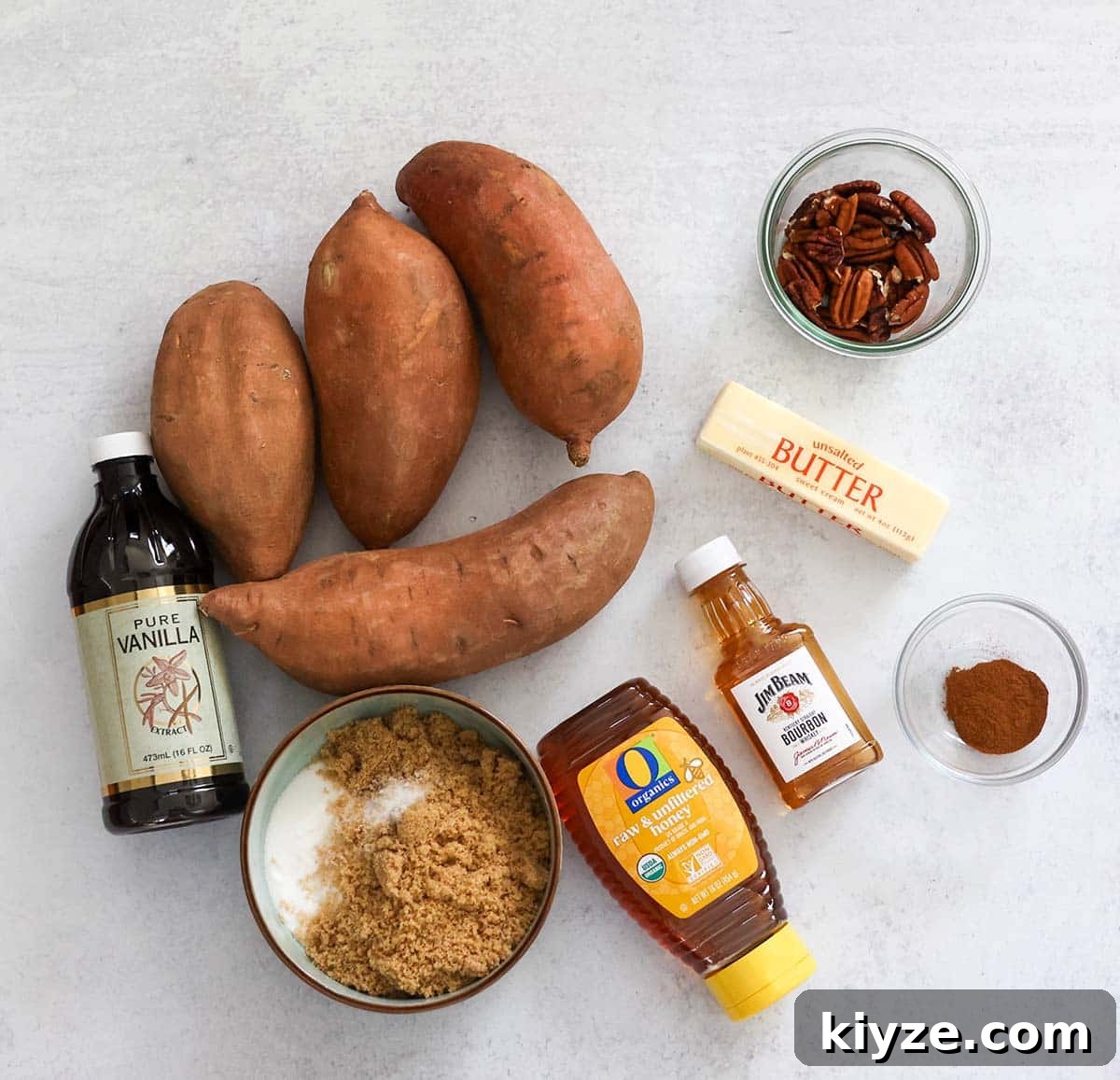 Bourbon-Glazed Candied Yams Recipe for Holiday Sides 3 Ingredients for bourbon candied yams.
