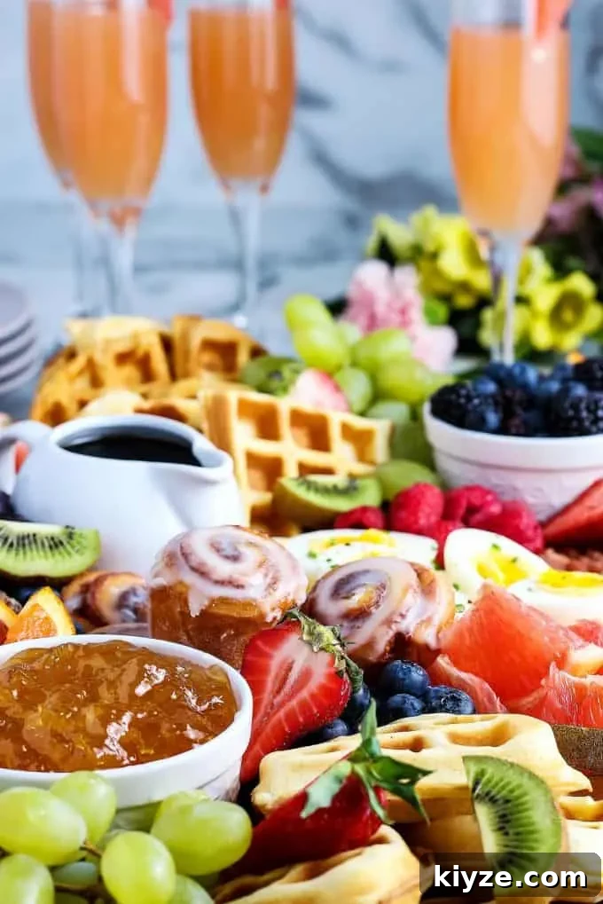 Mother's Day brunch board with grapefruit mimosas