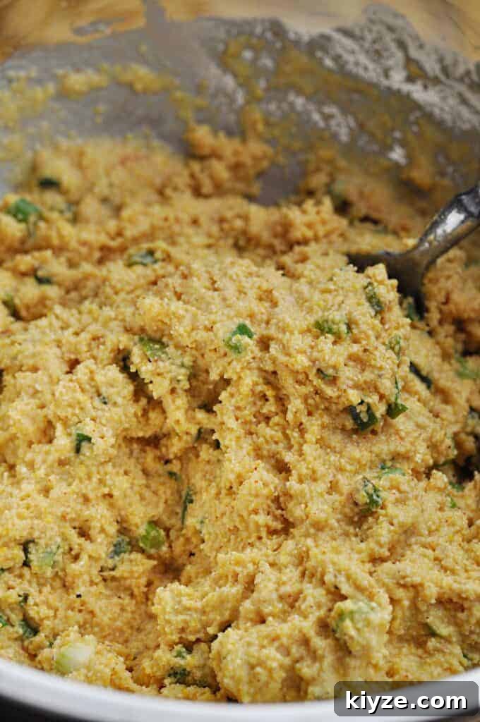 Zesty Jalapeño Hush Puppies Recipe — Quick Southern Corn Fritters 3 Jalapeno Hush Puppies batter mixture