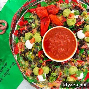 Nachos in a ring to look like a Christmas wreath