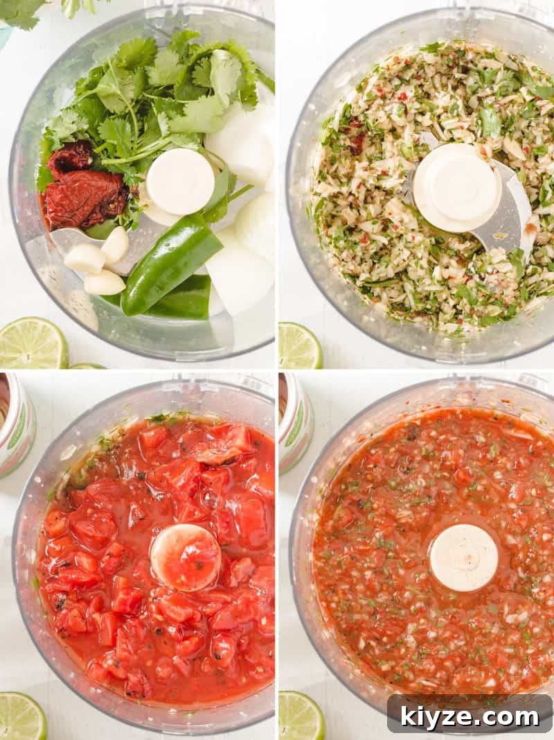steps to make salsa in the food processor