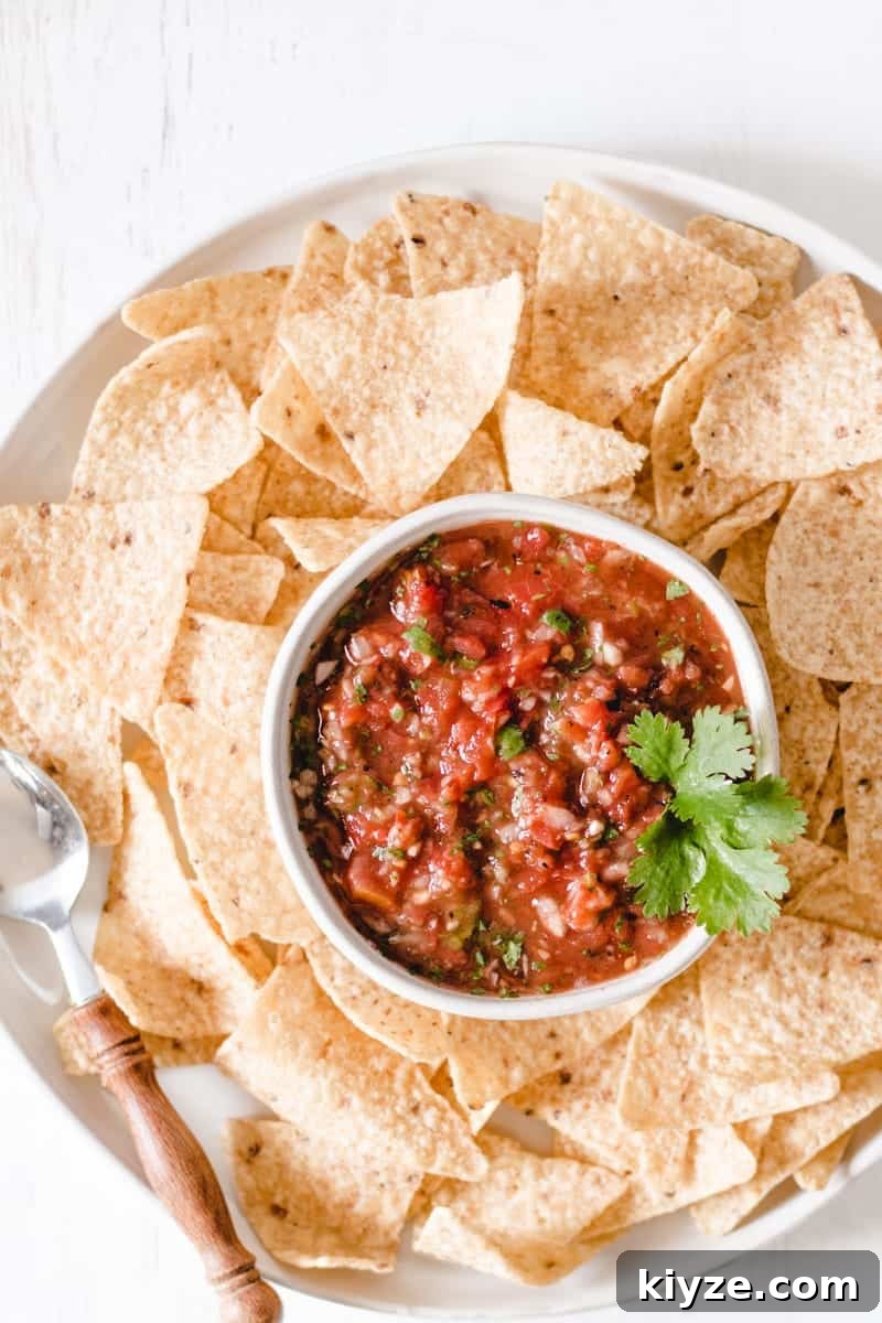 Chipotle salsa in a bowl surrounded by chips.