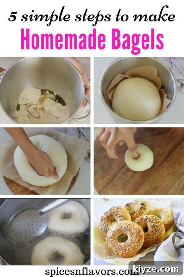 Homemade Bagels: A 5-Step Recipe for Perfect Chewy Bagels 12 pin image of homemade bagels