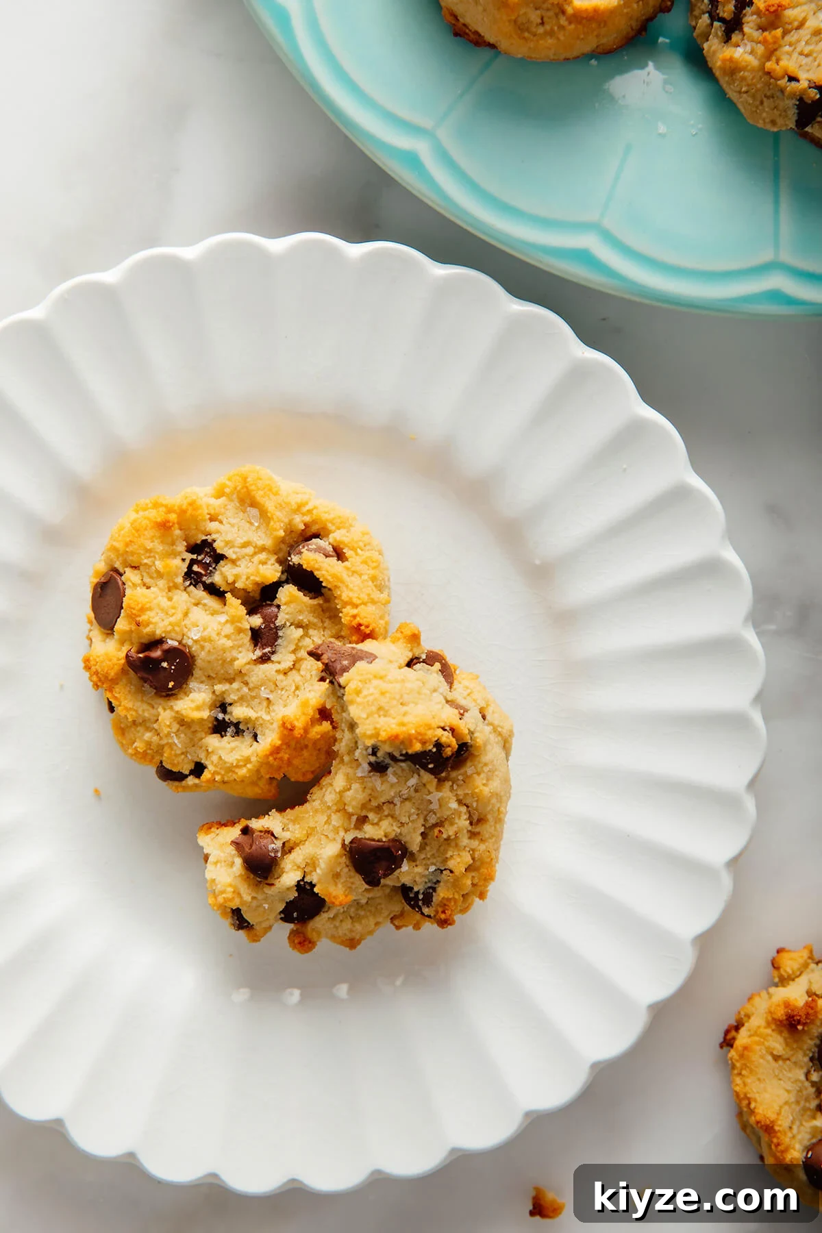 Chewy Gluten-Free Chocolate Chip Cookies Recipe 9 chocolate chip cookies on plate