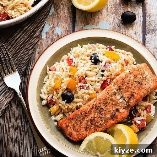 Crispy Salmon with Greek Orzo