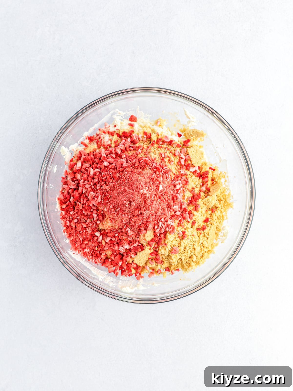 Strawberry Crunch Topping Recipe for Desserts and Yogurt 6 strawberry crunch mixture in bowl
