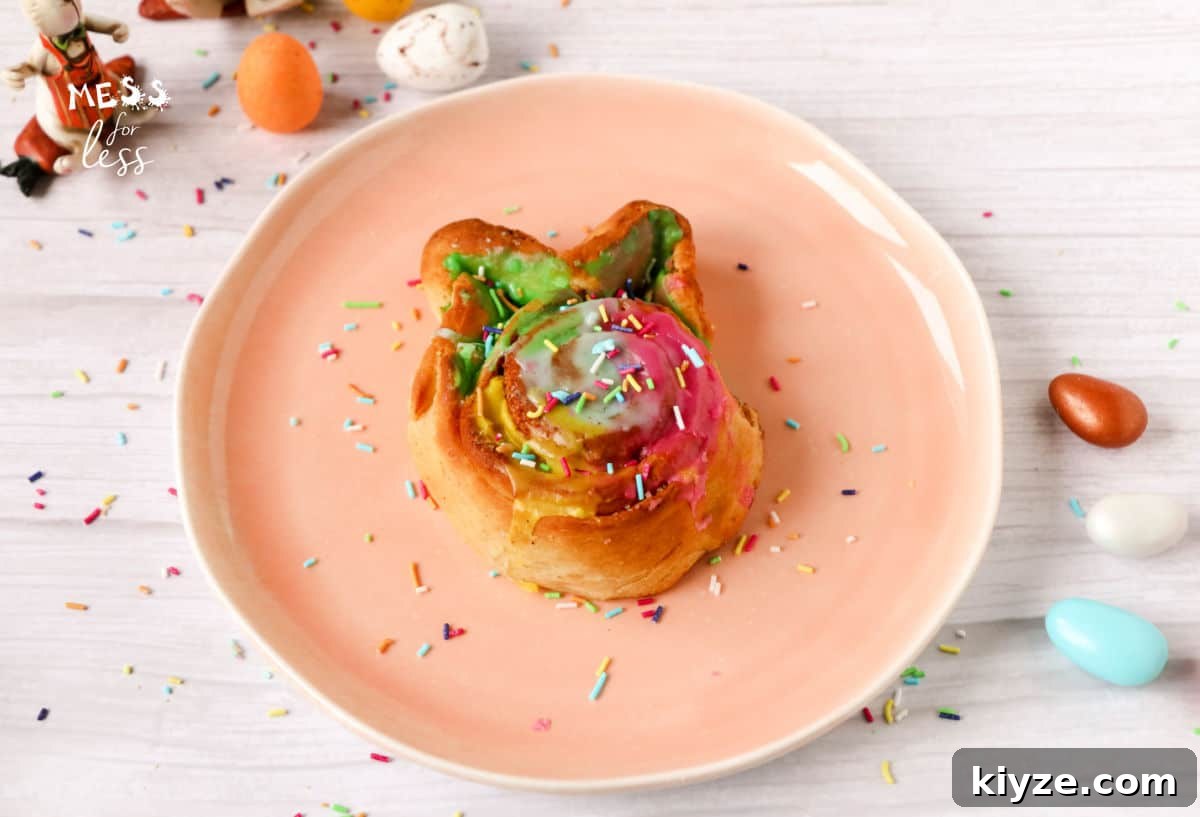 Bunny-Shaped Cinnamon Rolls: Cute Recipe for Spring Brunch 3 bunny cinnamon roll on a plate