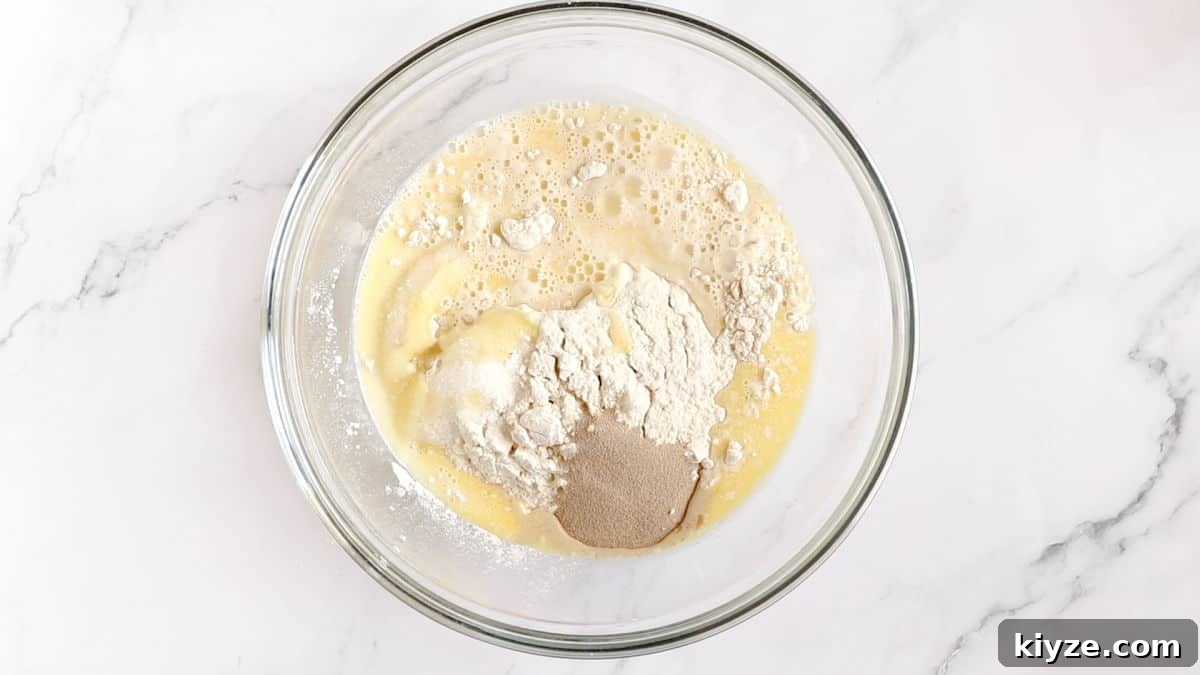 Bunny-Shaped Cinnamon Rolls: Cute Recipe for Spring Brunch 7 ingredients for cinnamon rolls in a bowl