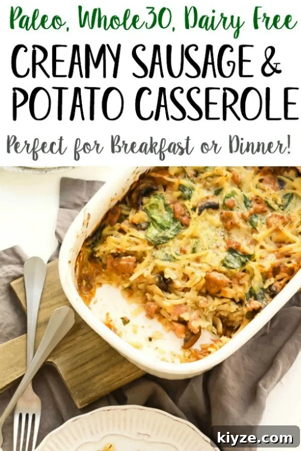 Creamy Whole30 sausage and potato casserole Creamy Whole30 sausage and potato casserole