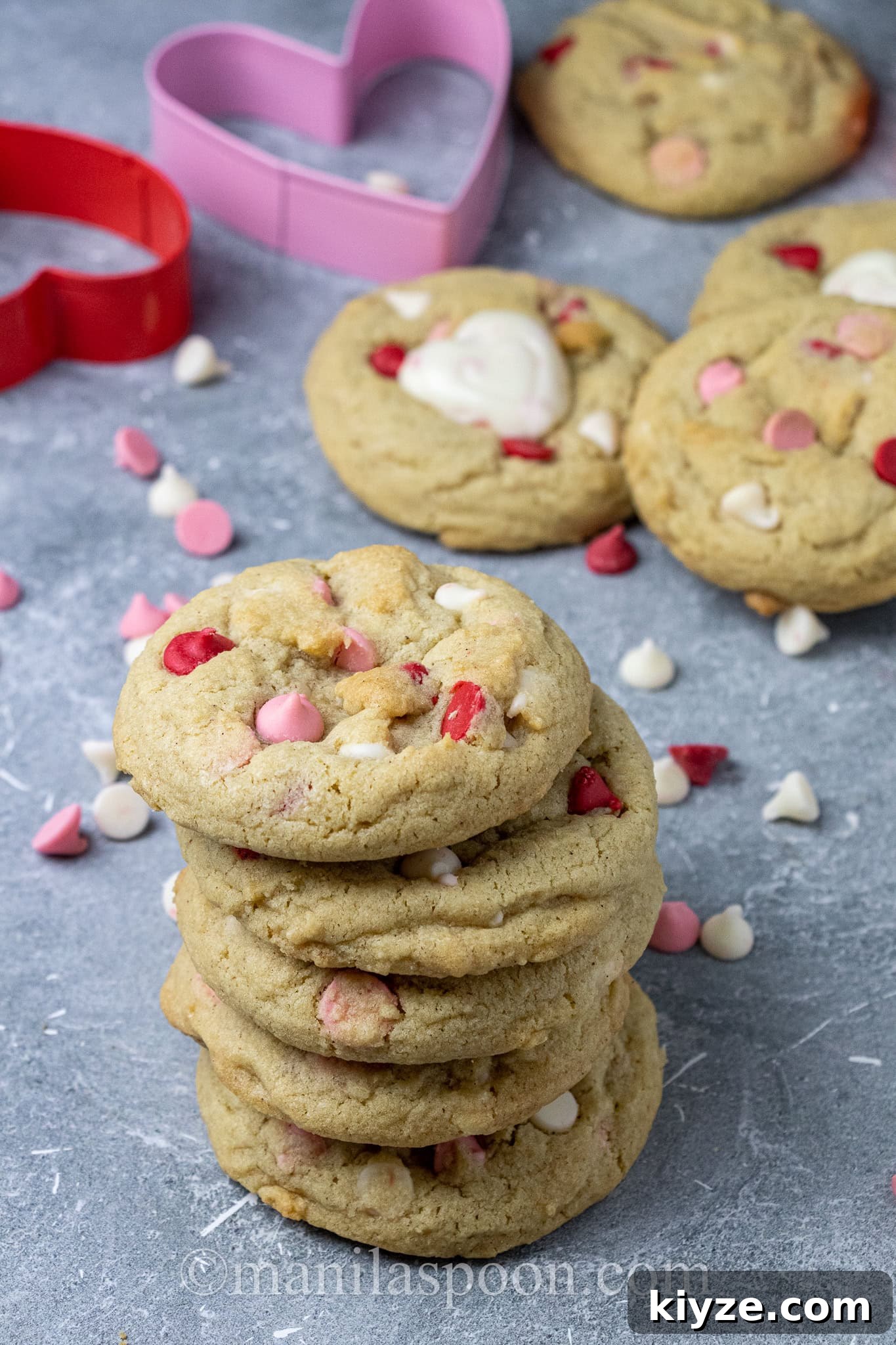 Valentine’s Red & Pink Chip Sugar Cookies 6 Stack of Valentine cookies