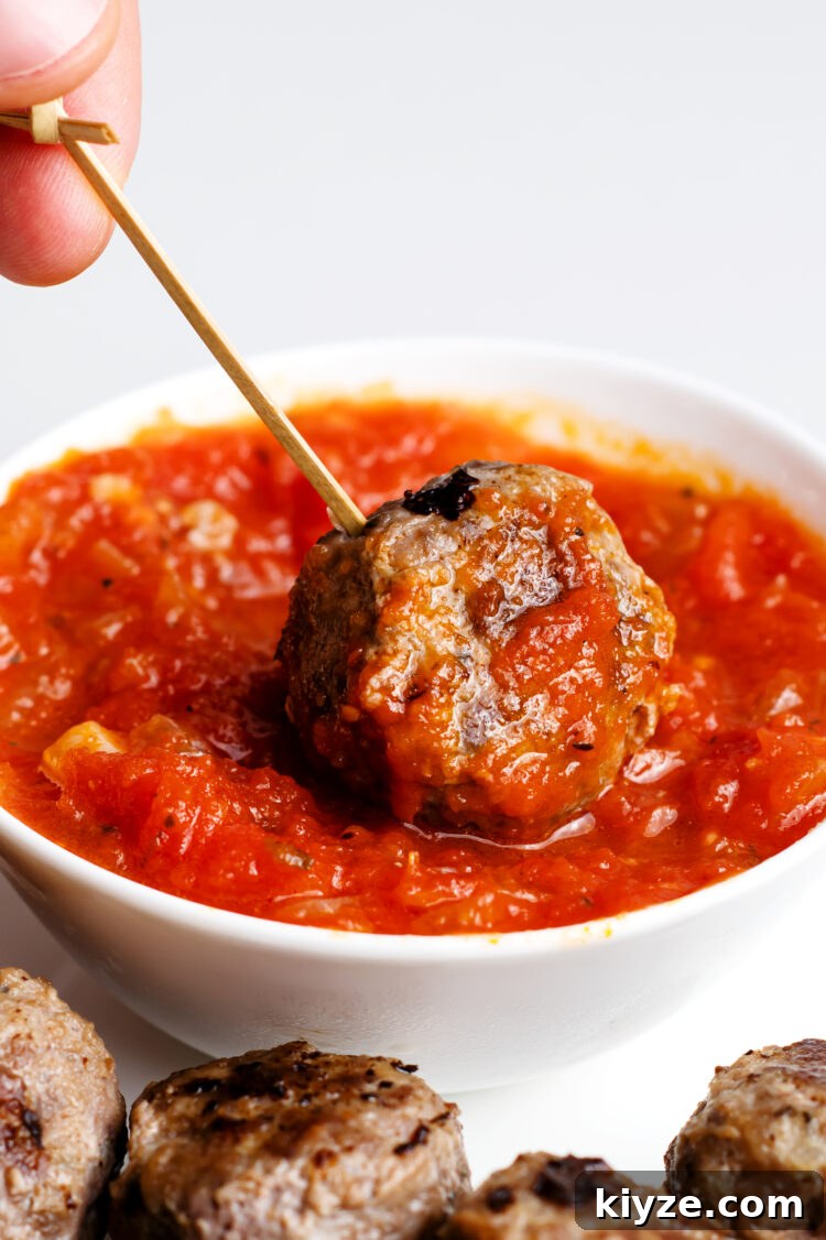 Oven-Baked Meatballs with Crispy Golden Crust 4 Delicious meatballs and rich sauce make for one tasty meal!