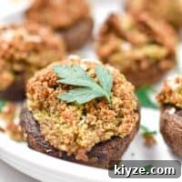 A close up of the Italian Stuffed Mushrooms