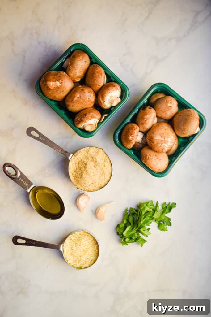 Ingredients for the Italian Stuffed Mushrooms