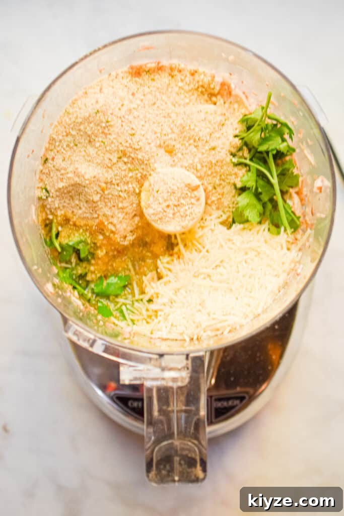 All the ingredients are added to the food proccessor
