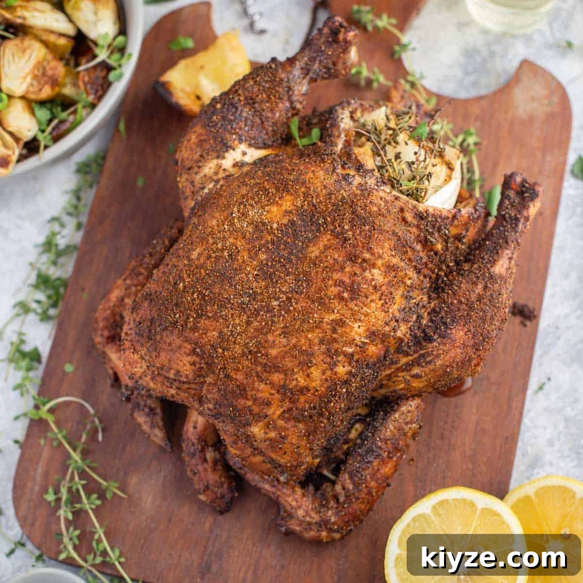 Smoked Whole Chicken: Juicy Recipe for Perfect Bark and Smoke 2 smoked whole chicken on a cutting board