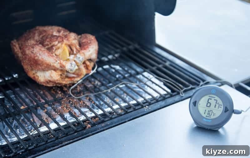 Smoked Whole Chicken: Juicy Recipe for Perfect Bark and Smoke 4 Using a leave in digital thermometer while cooking chicken
