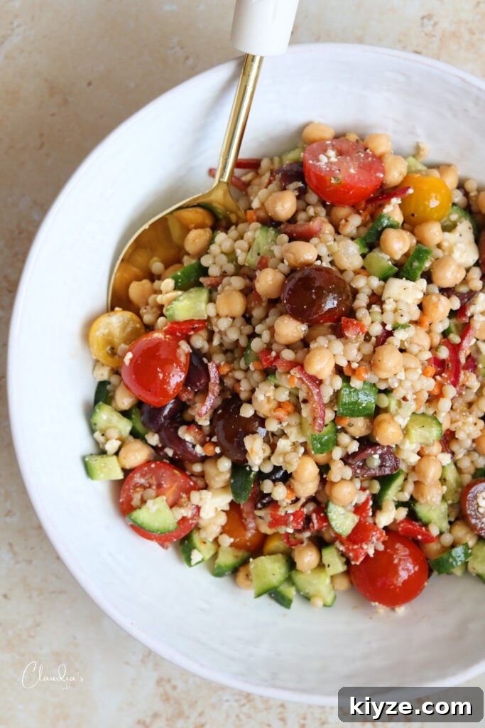 pearl couscous salad w feta chickpeas